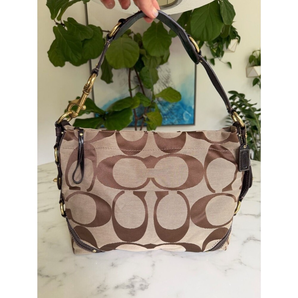 Coach Y2K Vintage Signature Carly Large Slim Shoulder Bag 11648 Khaki Brown Gold